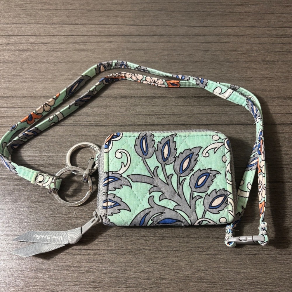 Vera Bradley Wallet and Lanyard in Retired Pattern Fan Flowers